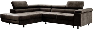 Designer Sofa Costa mit Schlaf und Klappfunktion Dunkelbraun Links