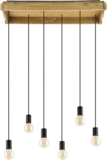 Eglo 43592 Hängeleuchte WOOTTON Holz braun, Stahl schwarz E27 6X40W L:81cm B:22cm H:110cm dimmbar