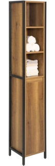 Badschrank mit 3 offenem Fächern und 1 Tür Holz Metall Braun BZR62-PF
