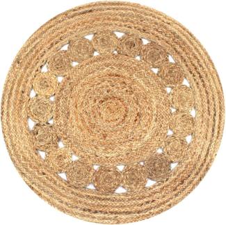 vidaXL Teppich Flechtmuster Jute 90 cm Rund