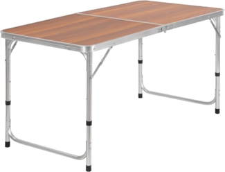 CampFeuer Campingtisch faltbar aus Aluminium für 6 Personen, 120 x 60 cm, Gartentisch (1-St), Klappbar und höhenverstellbar
