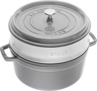 Staub La Cocotte Cocotte mit Dämpfeinsatz 26 cm, rund, Graphit-Grau, Gusseisen