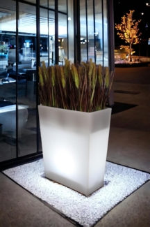 Arnusa Pflanzkübel LED Blumenkübel beleuchtet Farbwechsel RGB 70x59 cm groß PL403S, Akku Modus kabellos und Netzbetrieb Blumentopf modern