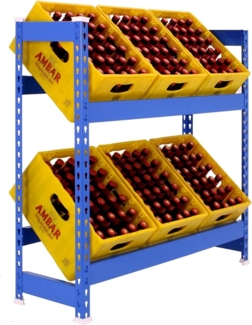 Simonrack Getränkekistenregal 1000 x 1010 x 300 mm, 2 Ebenen, 100 kg Tragkraft/Ebene, BLAU, 1000 x 1000 x 300 mm, 8435104962411