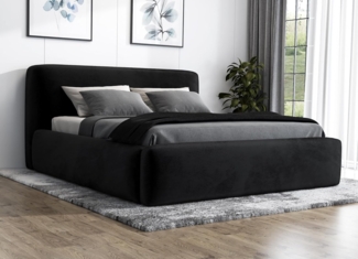 Polsterbett LUMO 140x200 mit Matratze, Bettkasten und Lattenrost. Farbe: Schwarz 20