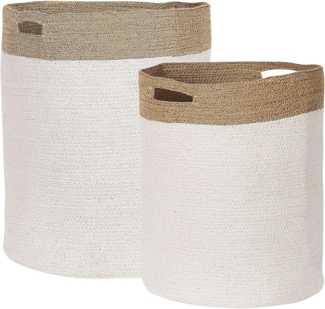 Textilkorb Baumwolle weiß beige 2er Set KARDH