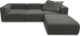 DOMO. collection Sofa, Couch, Ecksofa, Modulsofa in L-Form, aus 4 Modulen, dunkelgrau, 301x193 cm