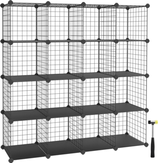 SONGMICS Regalwürfel LPI44H, Steckregal, Schuhregal, Regalsystem mit 16 Würfel