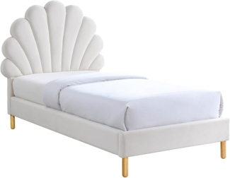 Vente-unique - Bett Muschelbett - 90 x 190 cm - Samt - Beige - MOANA