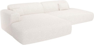 Vente-unique - Ecksofa - Ecke links - offenes Ende - Bouclé-Stoff - Weiß - POGNI von Maison Céphy