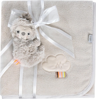 Fehn Kuscheldecke 100x75 cm Faultier Lazy, Crazy & Pink Grau/Beige