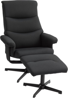 HOMCOM Relaxsessel mit Hocker, Gepolstert Fernsehsessel mit Liegefunktion, Wippfunktion (TV-Sessel, 2-St, Liegesessel), für Wohnzimmer, Schlafzimmer, Schwarz