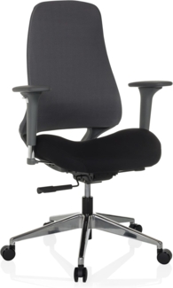 hjh OFFICE Bürostuhl ergonomisch HENFIELD G Drehstuhl mit Flexibler Rückenlehne, Muldensitz mit Sitztiefenverstellung, Stoff Grau/Schwarz