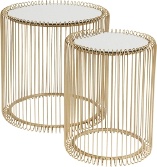 Beistelltisch 2er-Set Wire , Verspiegelt, Gold , 45 x 46 x 45 cm