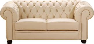 Chandler Sofa 2-Sitzer pigmentiertes Nappaleder Beige Buche Nussbaumfarben