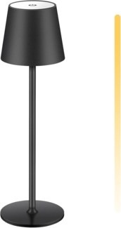 Aisutha LED Tischlampe kabellos mit Touch, dimmbar in Stufen, höhenverstellbar, Nachttischlampe, Leselampe, LED lampe, Campinglampe, Tischleuchte, Akku Lampe, Outdoor Lampe-Schwarz [Energieklasse G]