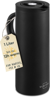 SILBERTHAL Isolierkanne Kaffeekanne Edelstahl, doppelwandig, 1 l, (24H kalt), aus Edelstahl, Glaseinsatz