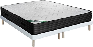 Vente-unique - Set aus Bettgestell + Schaumstoffmatratze - 180 x 200 cm - Bambusbezug - Stärke 25 cm - BERENDI von NATUREA