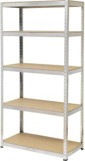 TOOLCRAFT 2265279 Regal für schwere Gegenstände 265 kg (B x H x T) 900 x 1800 x 450 mm Metall MDF matt verchromt verzinkt silberfarbener Holzboden