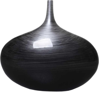 VIVANNO Bodenvase Fiberglas BELEZA Rund, Silber Hochglanz Mit Muster 36x15x33 cm