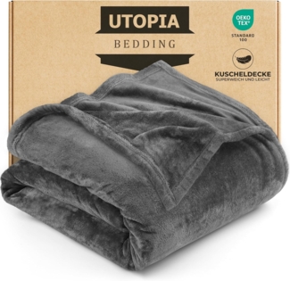 Utopia Bedding Kuschelige Fleecedecke [228x228 cm, Grau] Weiche, leichte, warme Flauschige Decke Kuschelige und atmungsaktive Decken für Bett Sofa Couch