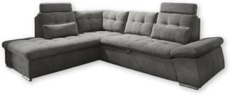 Ecksofa Couch NALO Sofa Schlafcouch Bettsofa braun-schwarz (stone) L-Form links