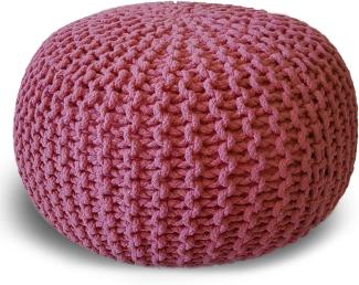 casamia Pouf Ø 55 o. 45 cm Sitzpouf Strickhocker Sitzpouf Bodenkissen nachhaltig Grobstrick Optik Größe ø 55 cm, Farbe pink