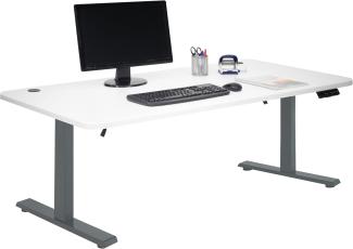 Schreibtisch HWC-D40, Computertisch, elektrisch höhenverstellbar 160x80cm 53kg MVG ~ weiß, anthrazit-grau