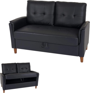 2er Sofa HWC-H23, Loungesofa Doppelsitzer Zweisitzer, Stecksystem Staufach ~ Kunstleder, schwarz