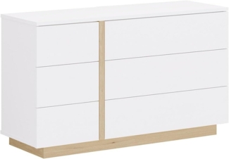 Vente-unique - Kommode mit 6 Schubladen - Weiß & Holzfarben - NAPOLI II