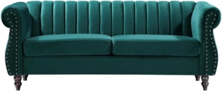 Vente-unique - Chesterfield-Sofa - 3-Sitzer - Samt - Smaragdgrün - TRUMBO