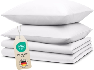 Blumtal Bettwäsche 135x200 4teilig - aus Atmungsaktivem Mikrofaser - 2X Bettbezug 135x200 cm + 2X Kissenbezüge 40x80 cm - Superweiches Bettwäsche-Set, Oeko-Tex Zertifiziert - Weiß