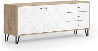 Lowboard Nizza Artisan-Eiche 150.2x60.2 cm mit 3 Schubladen & 2 Türen Vicco