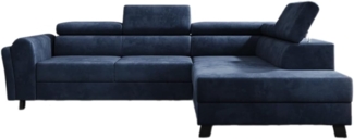 Designer Sofa Kira mit Schlaf- und Klappfunktion Samt Blau Rechts