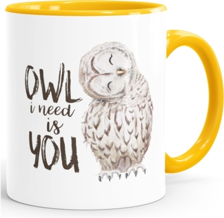 MoonWorks Tasse ''Kaffee-Tasse Eule Owl I need is you Liebe Spruch Geschenk Valentinstag Weihnachten Ehe Partnerschaft MoonWorks''
