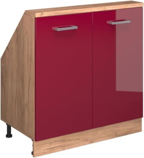 Vicco Dachschrägenschrank Rot Hochglanz/Goldkraft Eiche mit 2 Türen, Rion