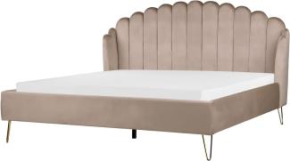 Bett mit Lattenrost AMBILLOU 180 x 200 cm Samtstoff Taupe