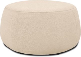 DOMO. collection Polsterhocker Molina, moderner, runder Hocker aus Teddy-Stoff, Sitzhocker, Fußhocker, Beistellhocker, Sofa-Hocker, Garnitur 75 x 75 x 42 cm (BxTxH), creme