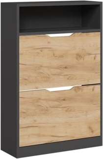 Vicco Schuhkipper Luca, Anthrazit/Goldkraft Eiche, 22 x 89.5 cm mit 2 Fächern