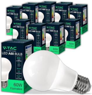 V-TAC 10x LED Glühbirne E27 8,5W (entspricht 60W) A60-806Lumen - LED Lampe 6500K Kaltweiß - LED Glühlampen - Energiesparlampe