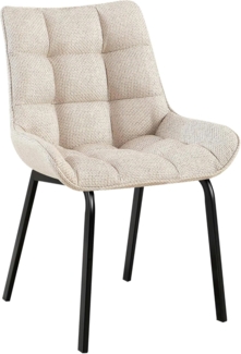 CLP Esszimmerstuhl Saranda mit Rückenlehne und schwarzem Metallgestell,elfenbein Stoff