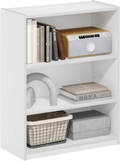 Furinno Gehry 3-stufiges Bücherregal mit verstellbaren Regalen, Weiß