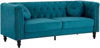 Vente-unique - Sofa 3-Sitzer - Samt - Grünblau - TURNER