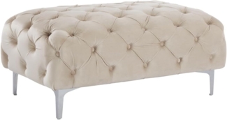 Vente-unique - Chesterfield-Hocker - Samt - Beige - EDWINA