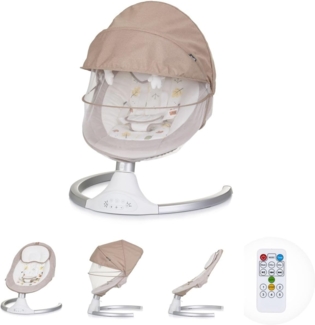 Chipolino Babywippe Brida, Fernbedienung Moskitonetz, Kissen, Plüschtiere, Timer beige