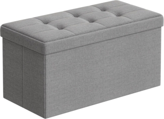 Sitzbank mit Stauraum, 76 cm, klappbare Sitztruhe, Aufbewahrungsbox, Fußbank, hellgrau