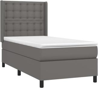 vidaXL Boxspringbett mit Matratze & LED Grau 90x190 cm Kunstleder 3139359