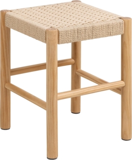 AC Design Furniture Sofie Hocker, Off White Papiergeflecht, Gestell NC lackiert Kiefer mit geflochtenes Muster, 35 x 35 x 45 cm