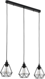 vidaXL Deckenleuchte mit Diamant-Design Schwarz 3 x E27 Glühbirnen 281633