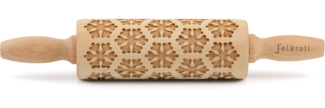 folkroll Teigroller 3D-Motiv-Teigrolle Massivholz, Schneeflocken